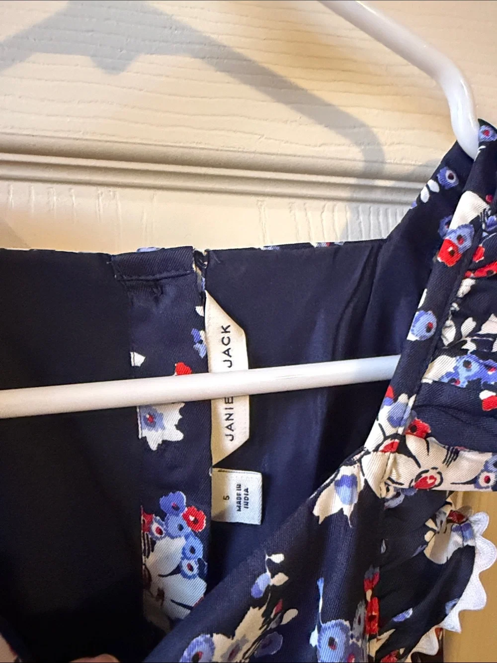Janie and Jack Navy Floral Flutter Sleeve Ruffle Sundress. Lined Size 5